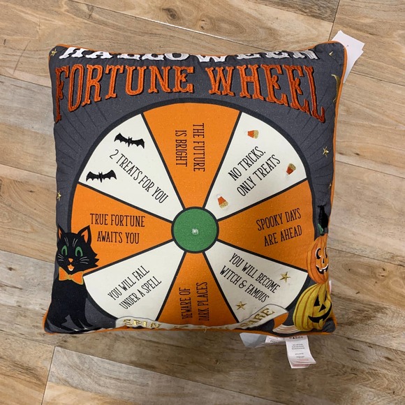 Isaac Mizrahi Fortune Teller Wheel Throw Pillow Halloween Decor Arrow Spins 18" - Picture 3 of 12